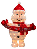 Pre-Lit Clear Mini Light Merry Christmas Snowman