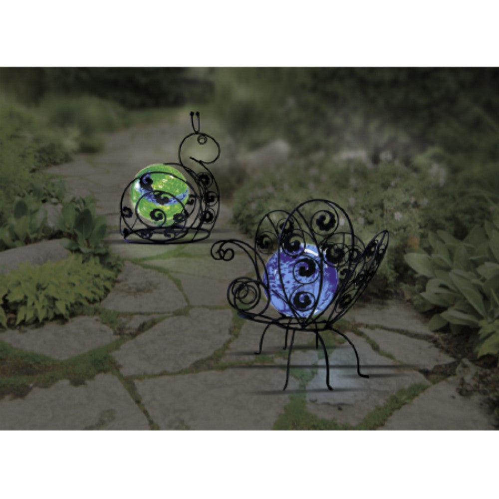 Solar Glass Wire Critter Butterfly with Blue Light