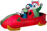 Animated Bobsled Team Penguin, Snowman and Teddy Bear